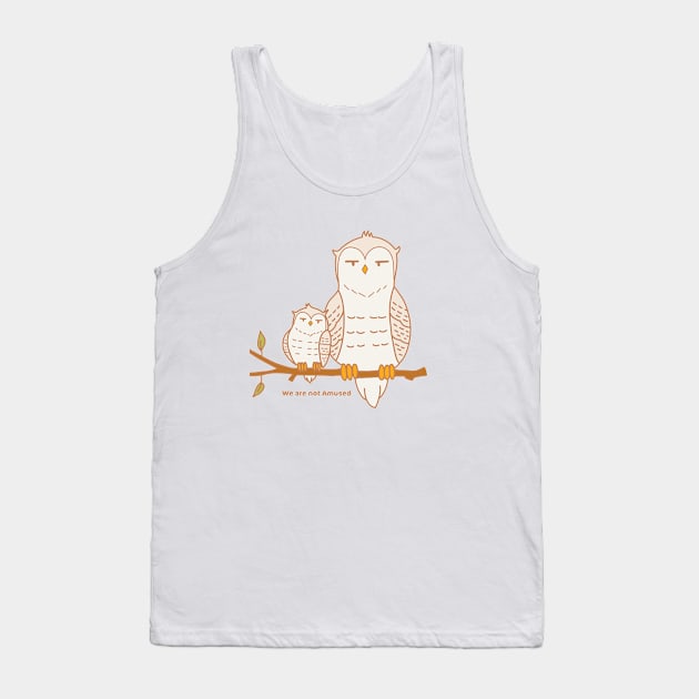 Cute Bored Owls Illustration Tank Top by MariOyama